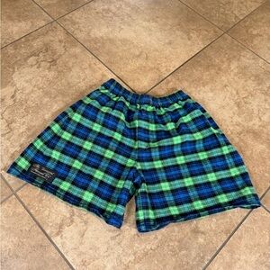 Plaid Women's Shorts Blue and Green